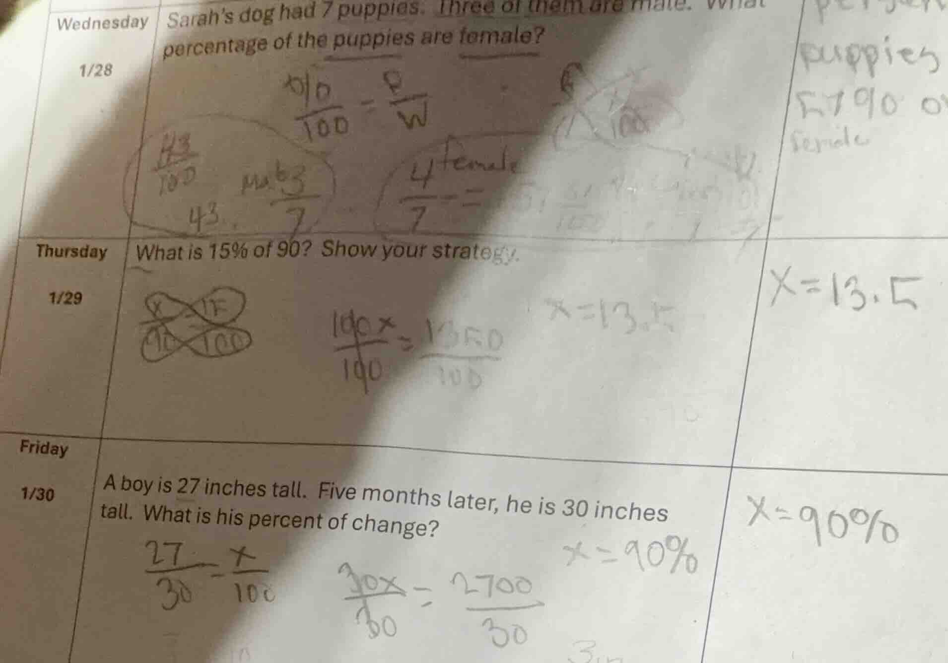 wednesday 1/28 sarahs dog had 7 puppies. three of them are male. what p…