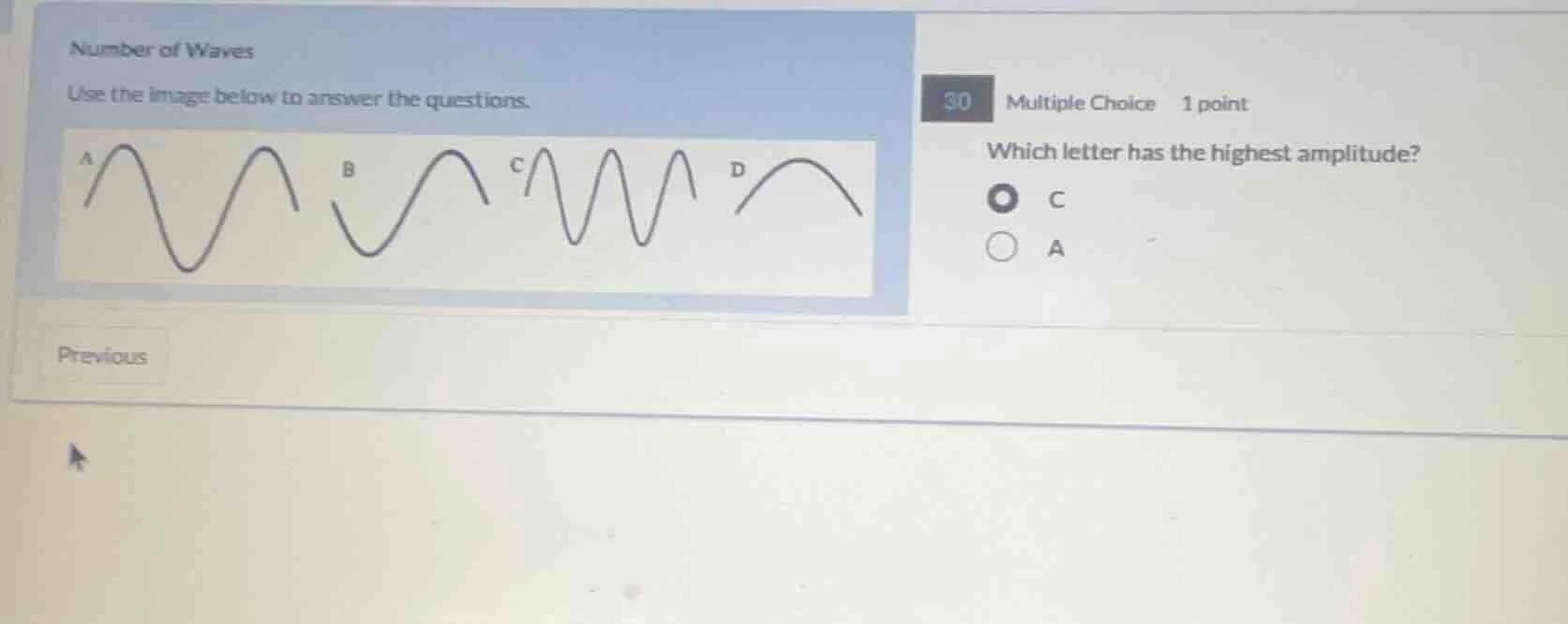 number of waves use the image below to answer the questions. 30 multipl…