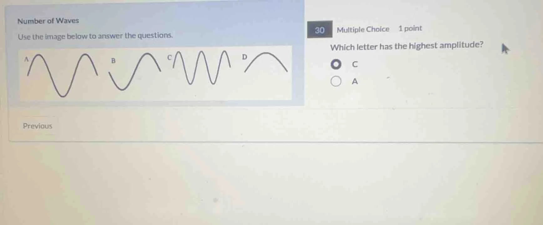 number of waves use the image below to answer the questions. 30 multipl…