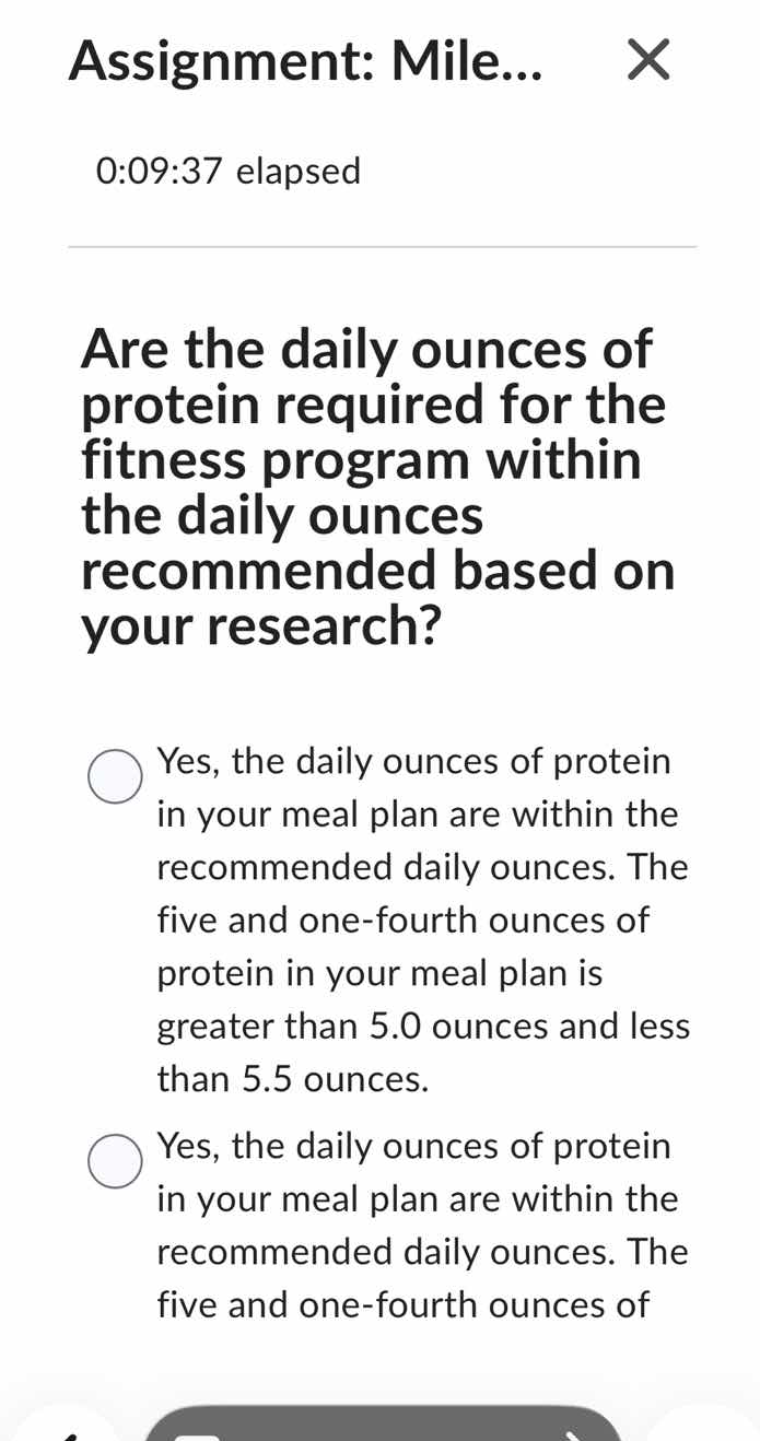 are the daily ounces of protein required for the fitness program within…