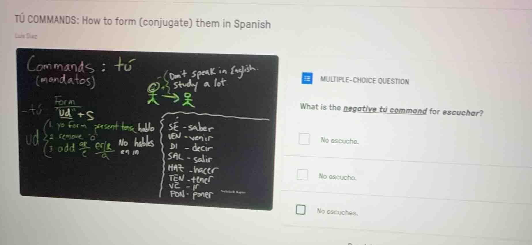 tú commands: how to form (conjugate) them in spanish luis diaz commands…