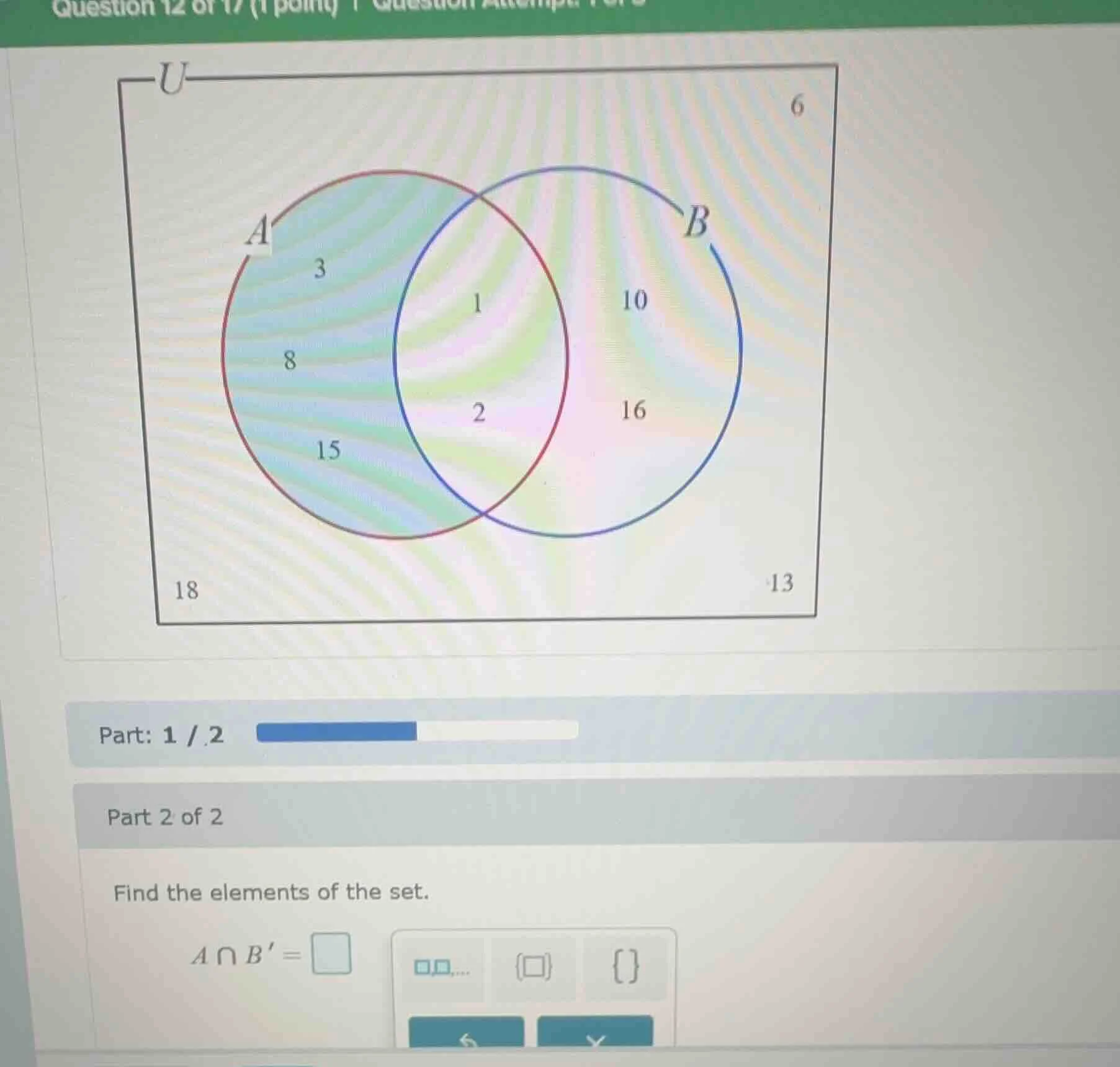 question 12 of 17 (1 point) question attempt 1 of 3 part: 1 / 2 part 2 …