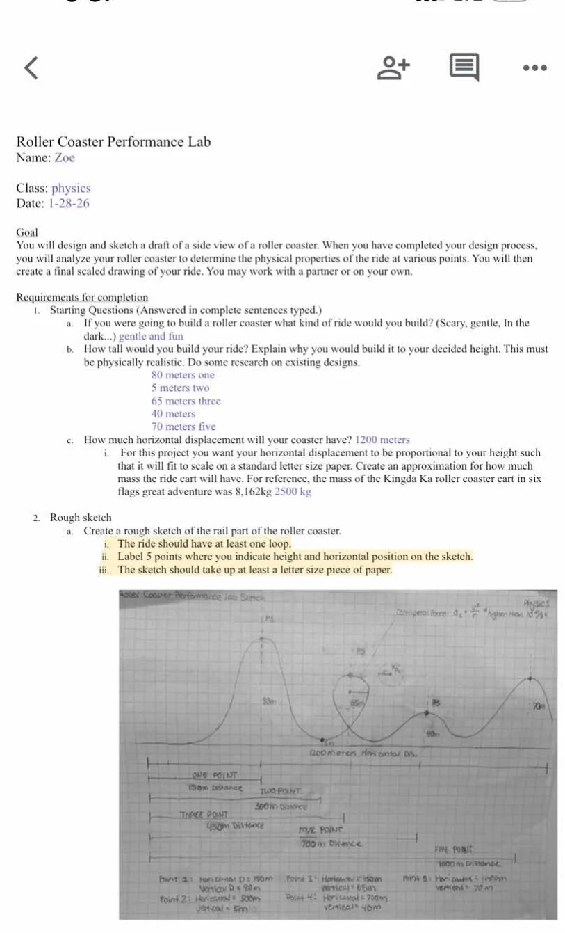 roller coaster performance lab name: zoe class: physics date: 1-28-26 g…