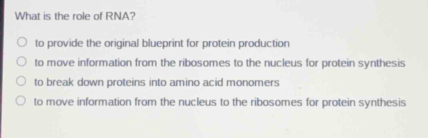what is the role of rna? to provide the original blueprint for protein …