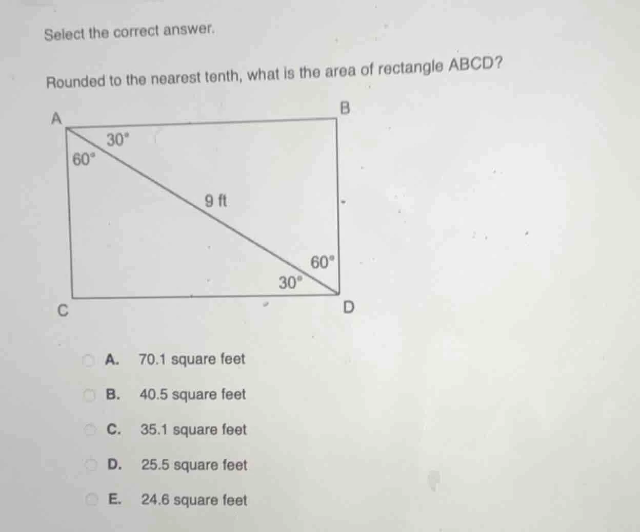 select the correct answer. rounded to the nearest tenth, what is the ar…