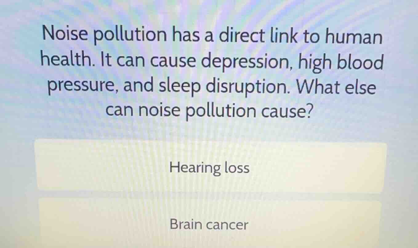 noise pollution has a direct link to human health. it can cause depress…