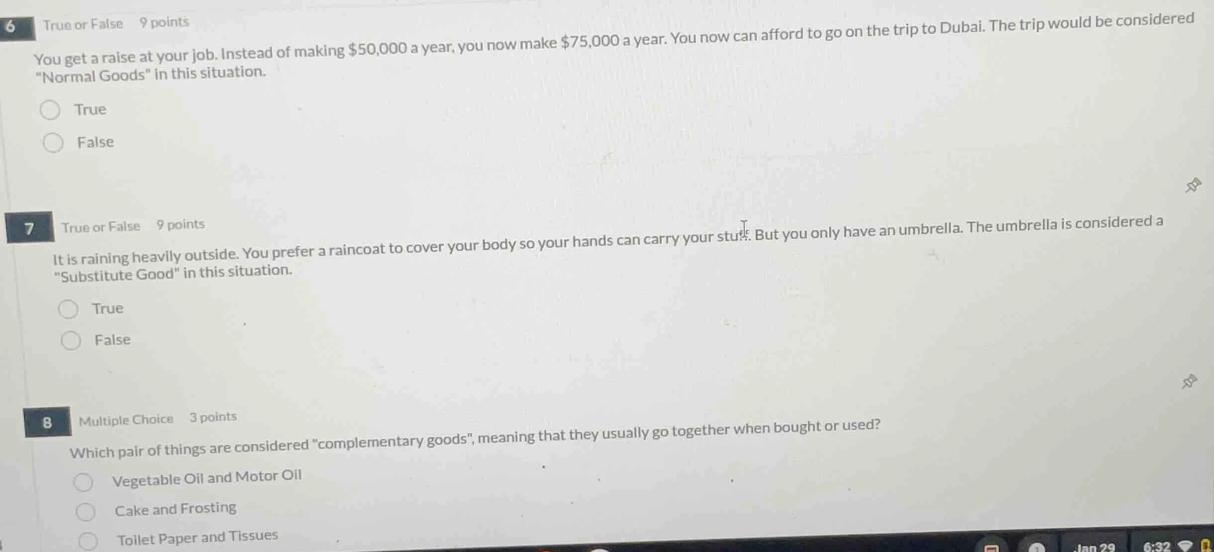 6 true or false 9 points you get a raise at your job. instead of making…
