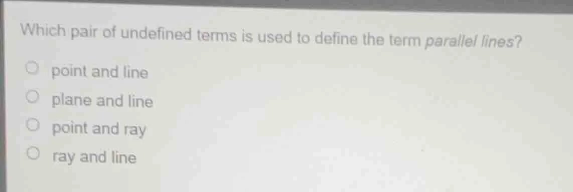 which pair of undefined terms is used to define the term parallel lines…