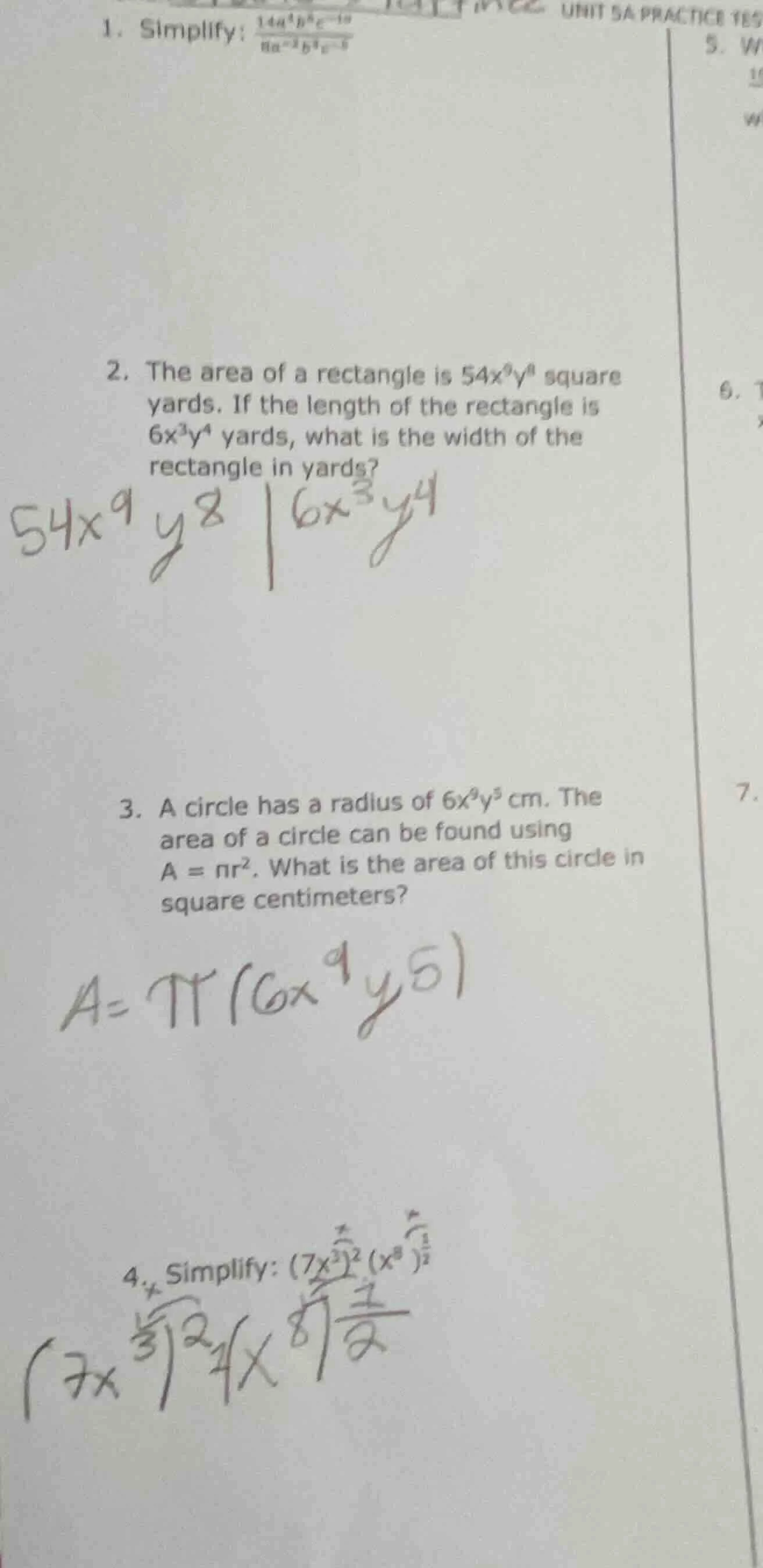 1. simplify: \\(\\frac{14a^{4}b^{5}c^{-10}}{8a^{-3}b^{4}c^{-5}}\\)\ 2. …