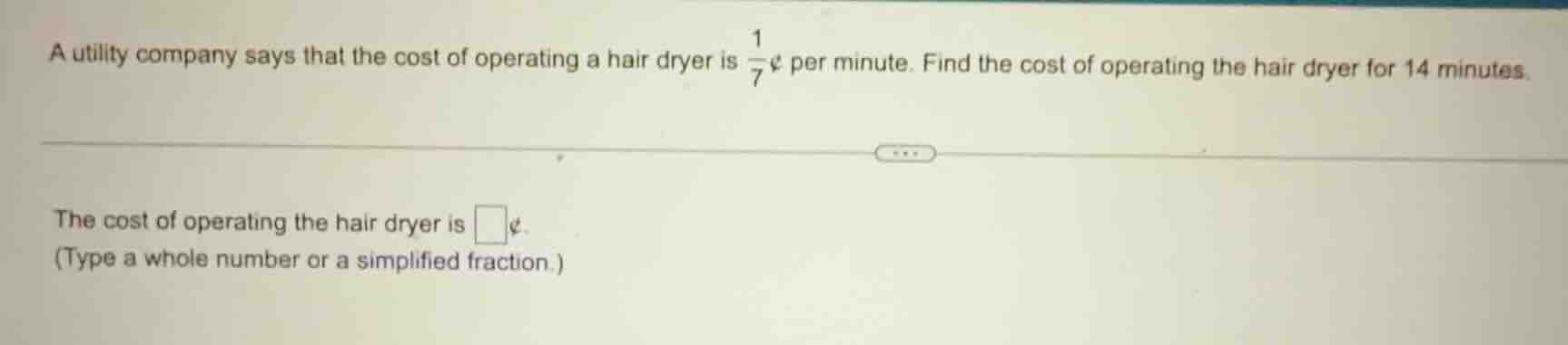 a utility company says that the cost of operating a hair dryer is \\(\f…