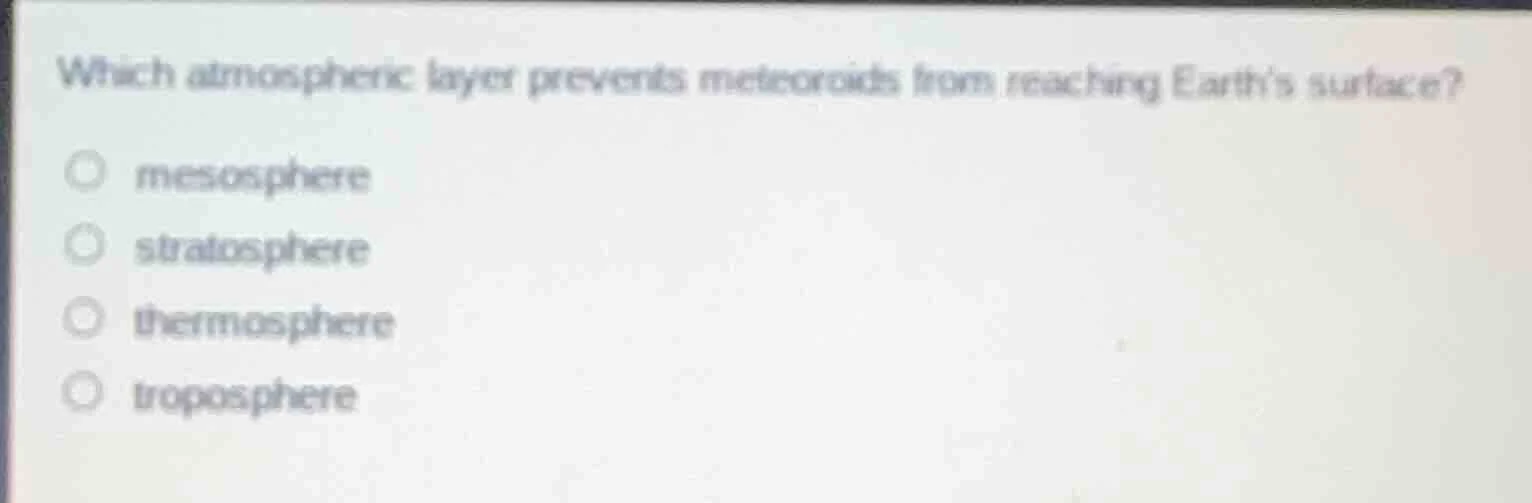 which atmospheric layer prevents meteoroids from reaching earths surfac…