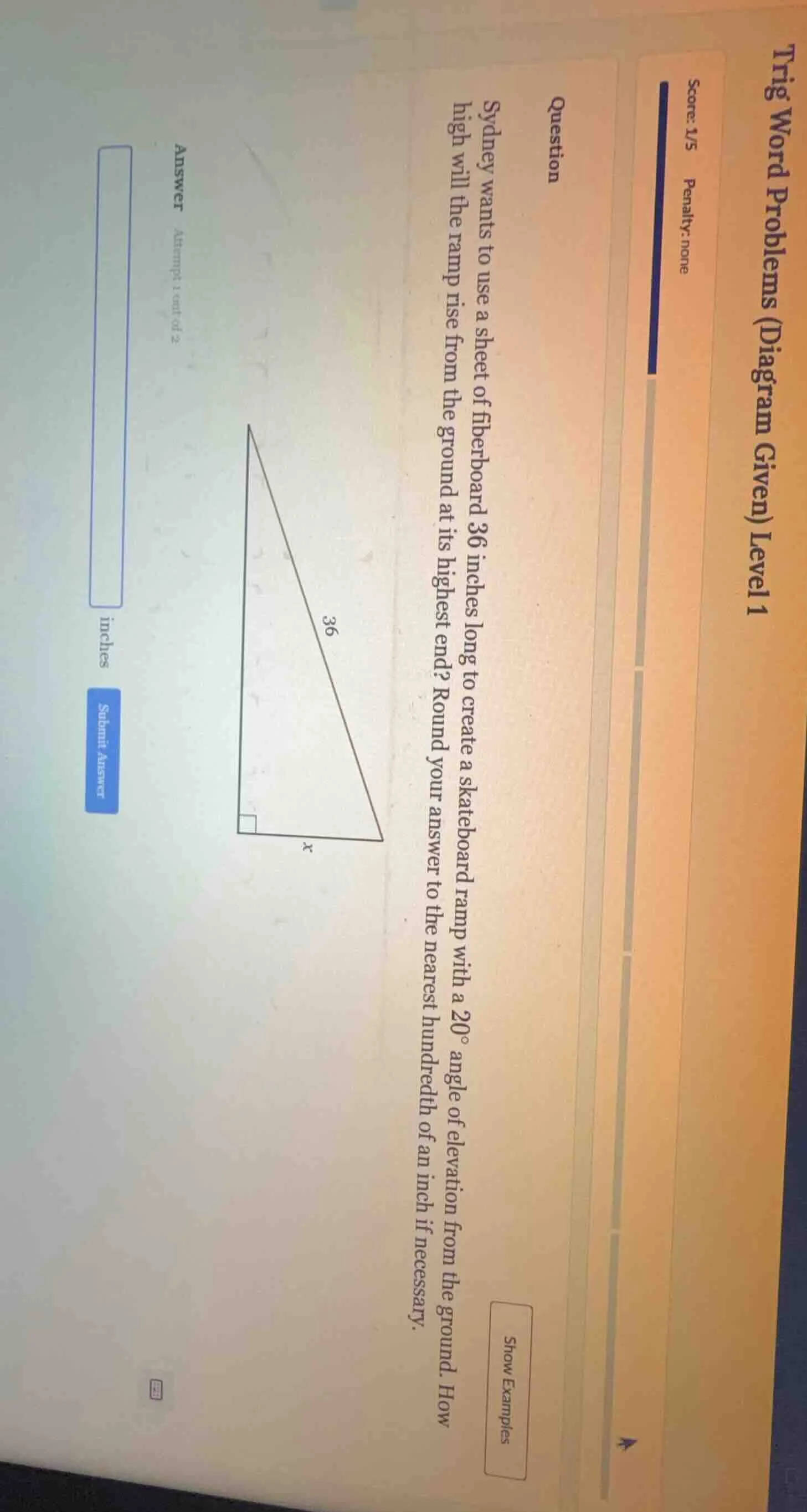 sydney wants to use a sheet of fiberboard 36 inches long to create a sk…