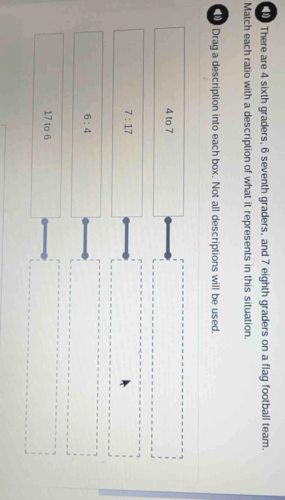 there are 4 sixth graders, 6 seventh graders, and 7 eighth graders on a…