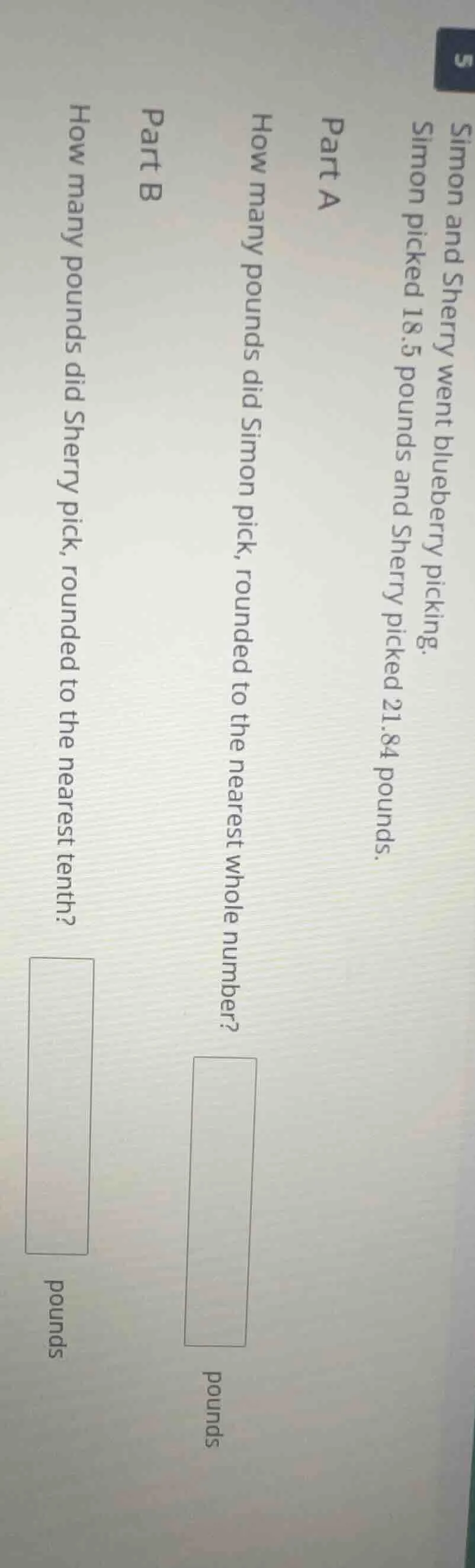 simon and sherry went blueberry picking. simon picked 18.5 pounds and s…