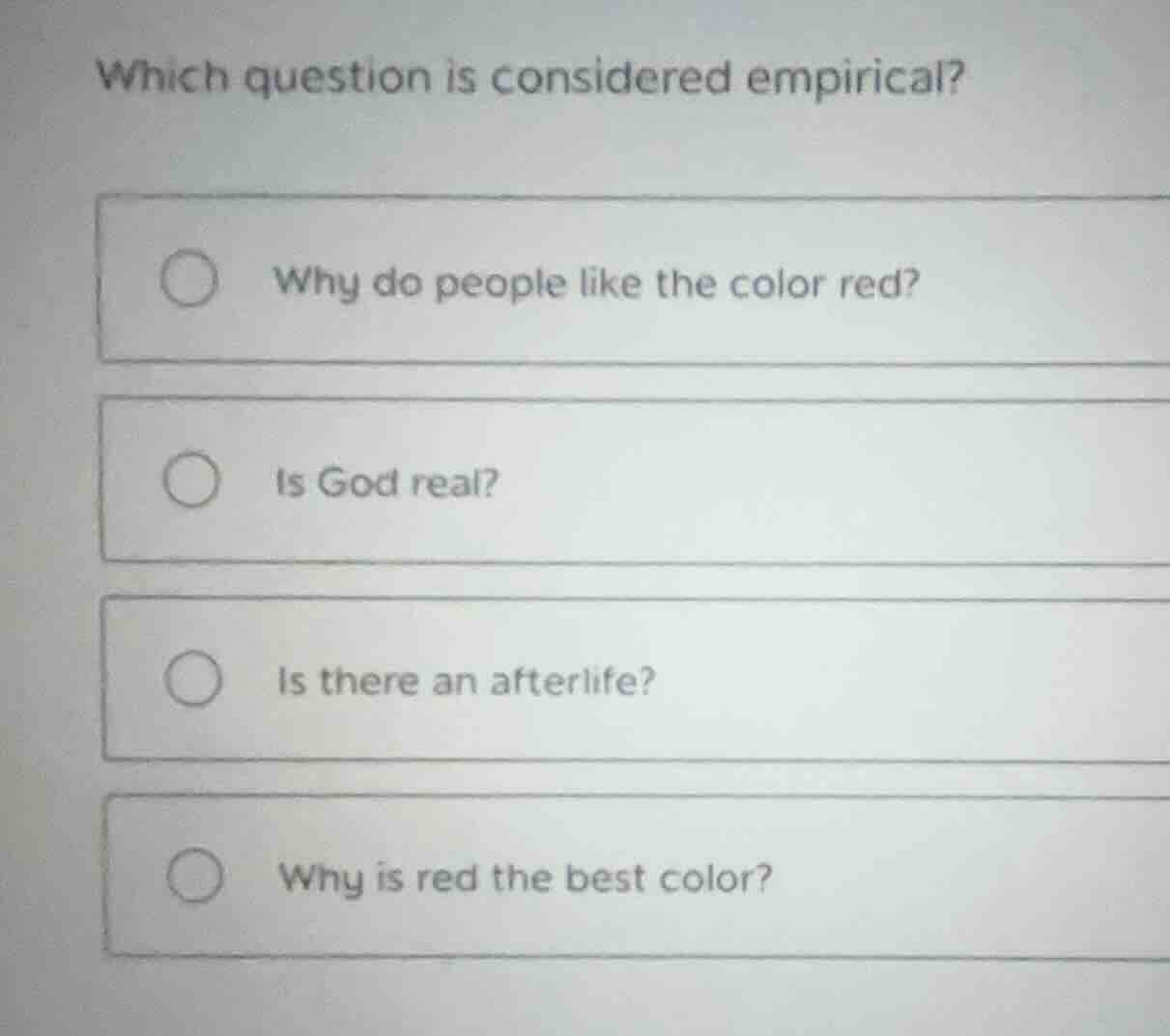 which question is considered empirical? - why do people like the color …