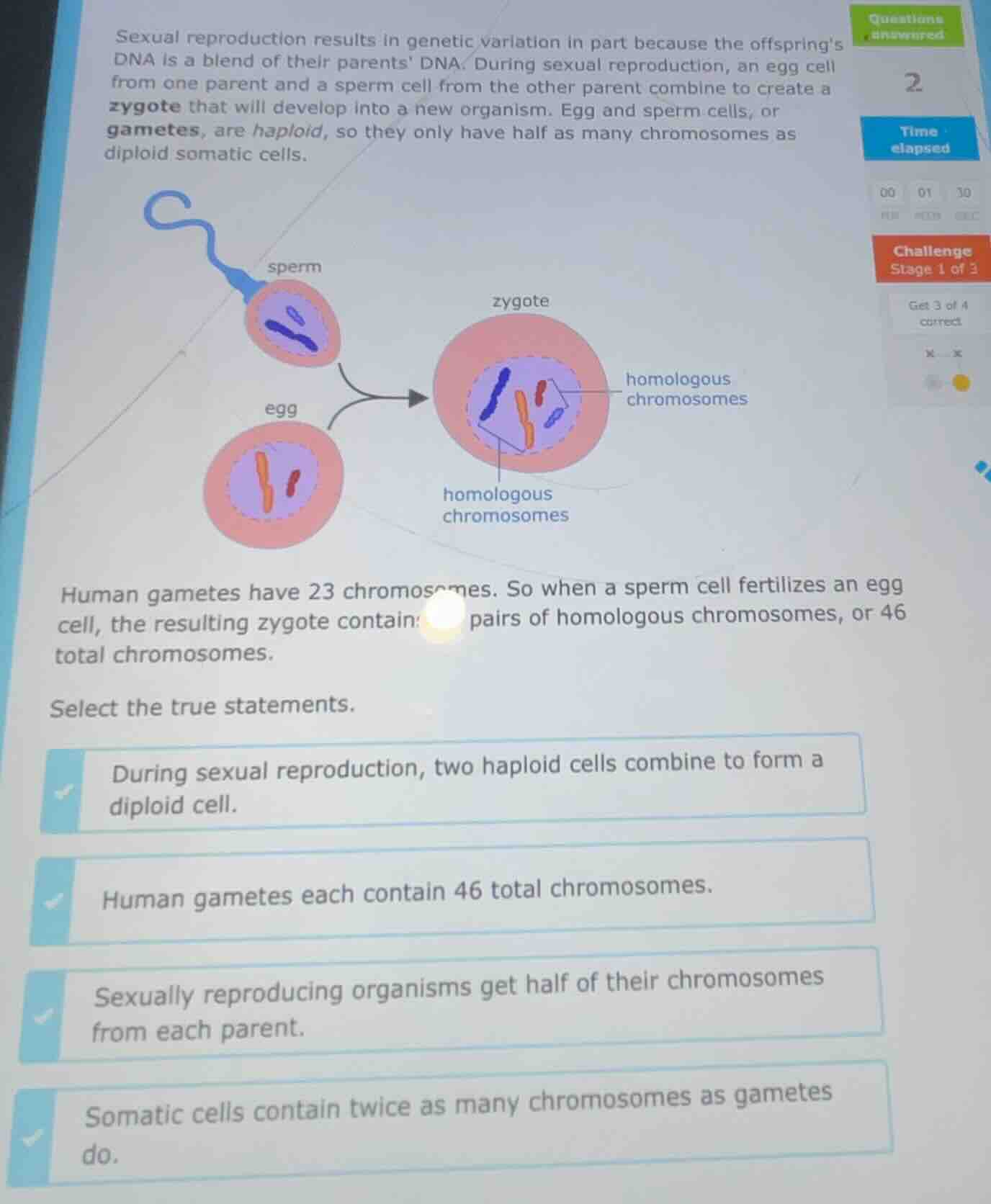sexual reproduction results in genetic variation in part because the of…