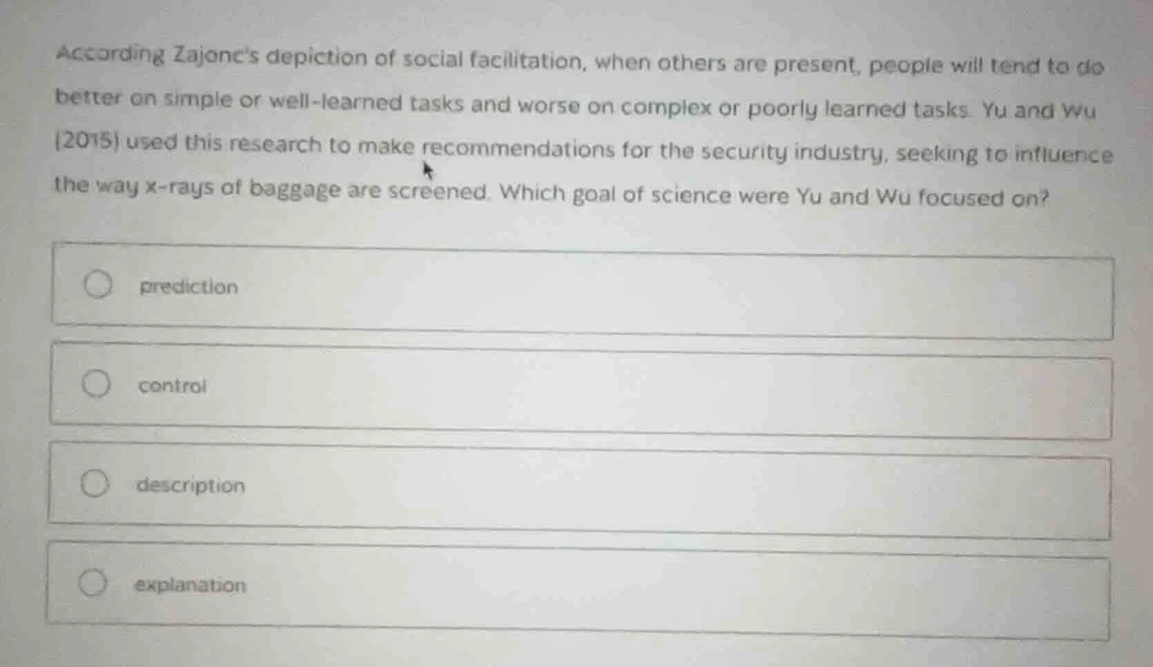 according zajoncs depiction of social facilitation, when others are pre…