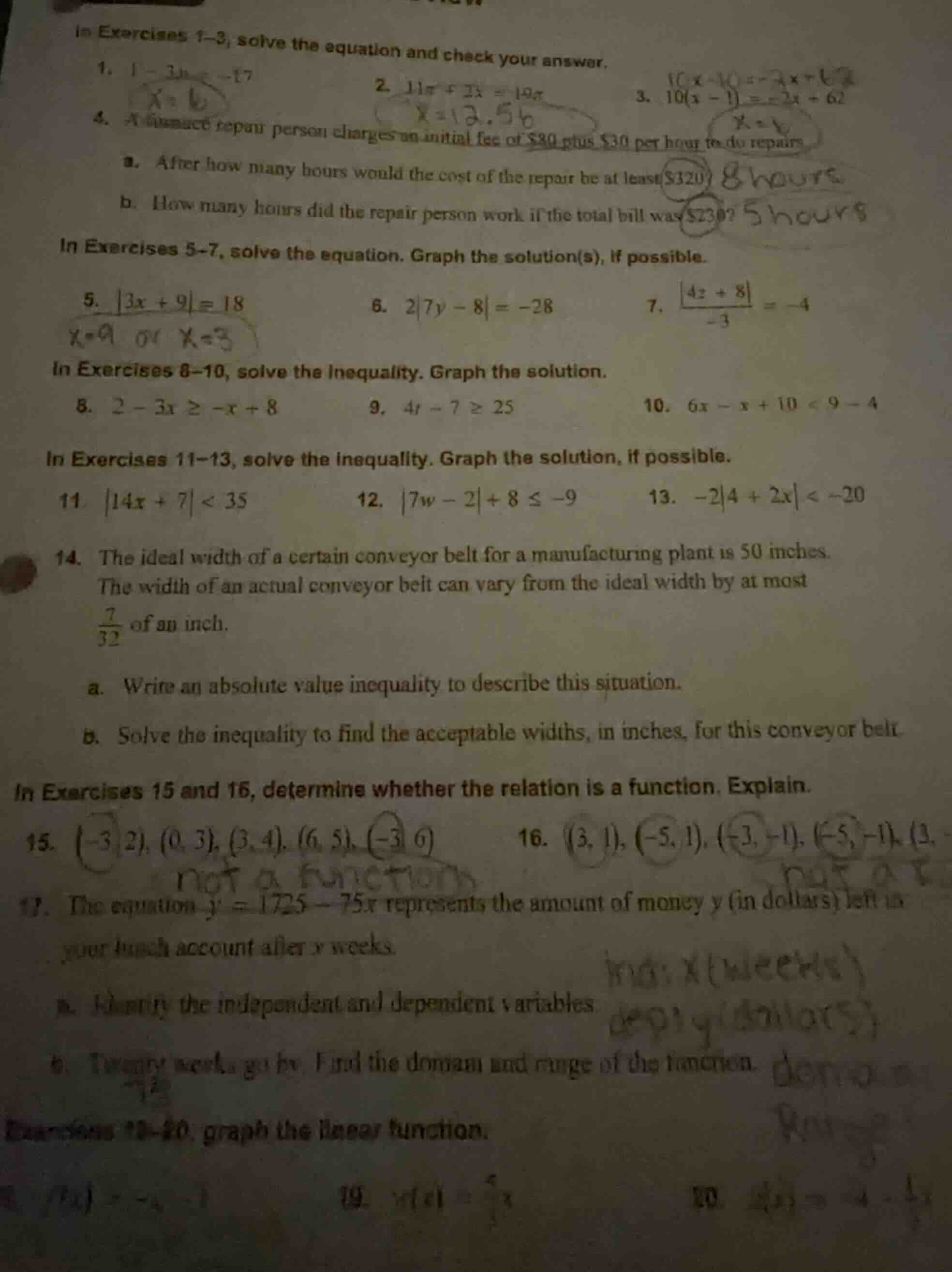 in exercises 1–3, solve the equation and check your answer. 1. 1 - 3x =…