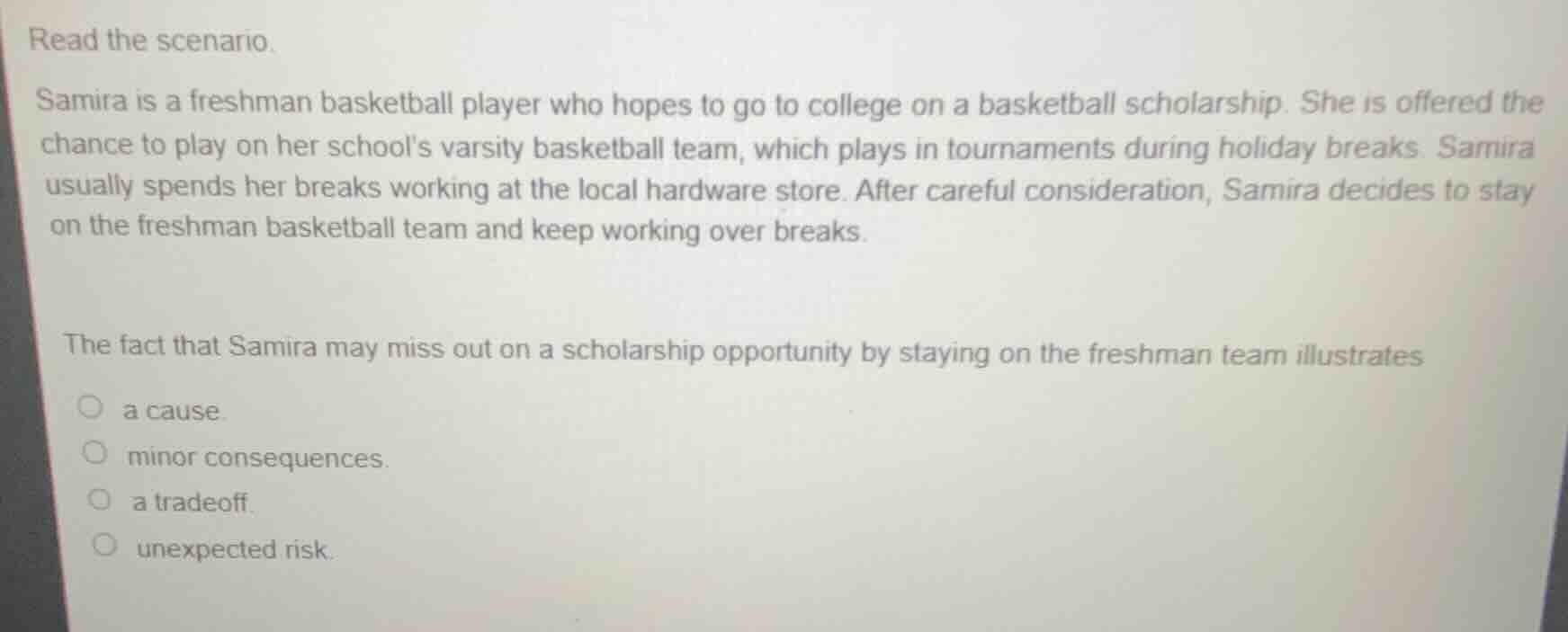 read the scenario. samira is a freshman basketball player who hopes to …