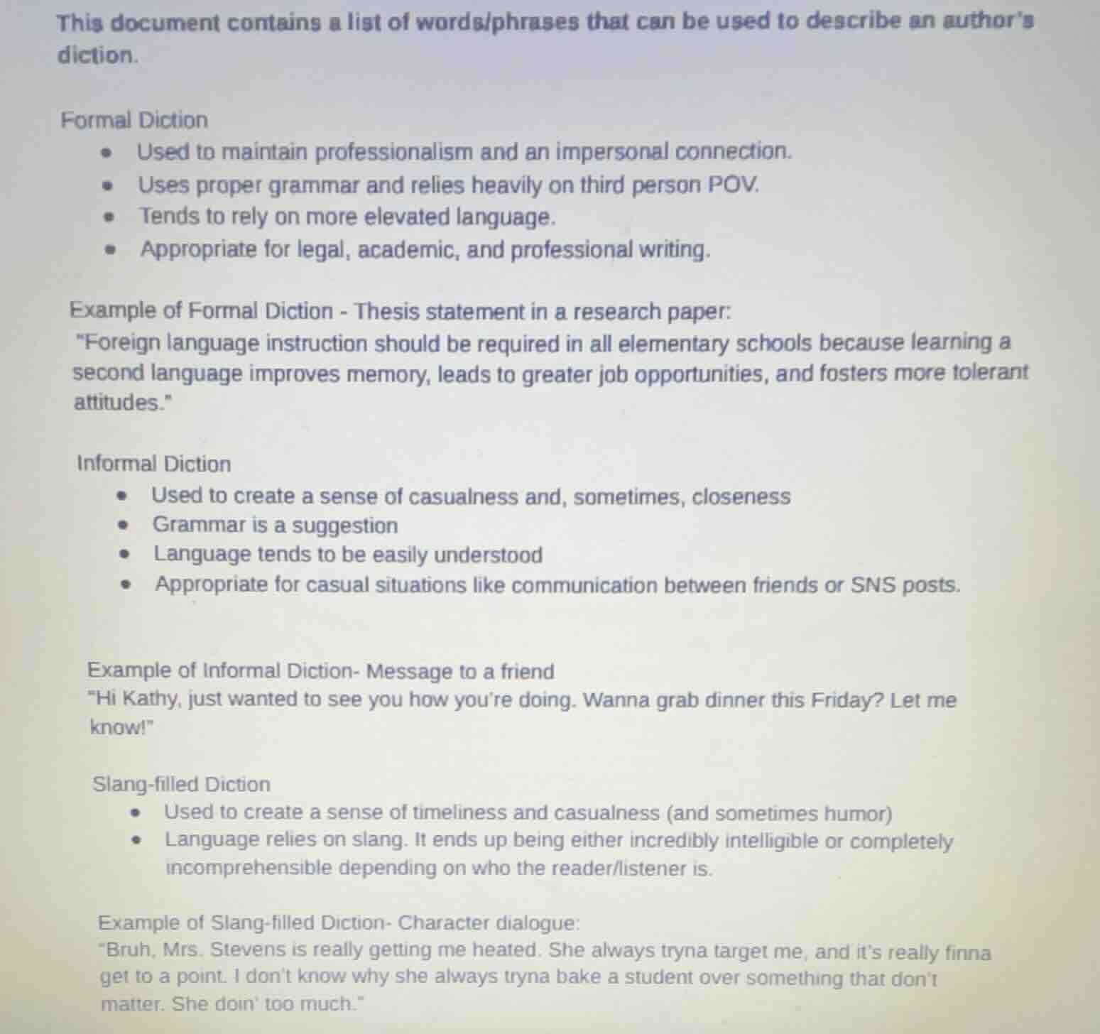 this document contains a list of words/phrases that can be used to desc…
