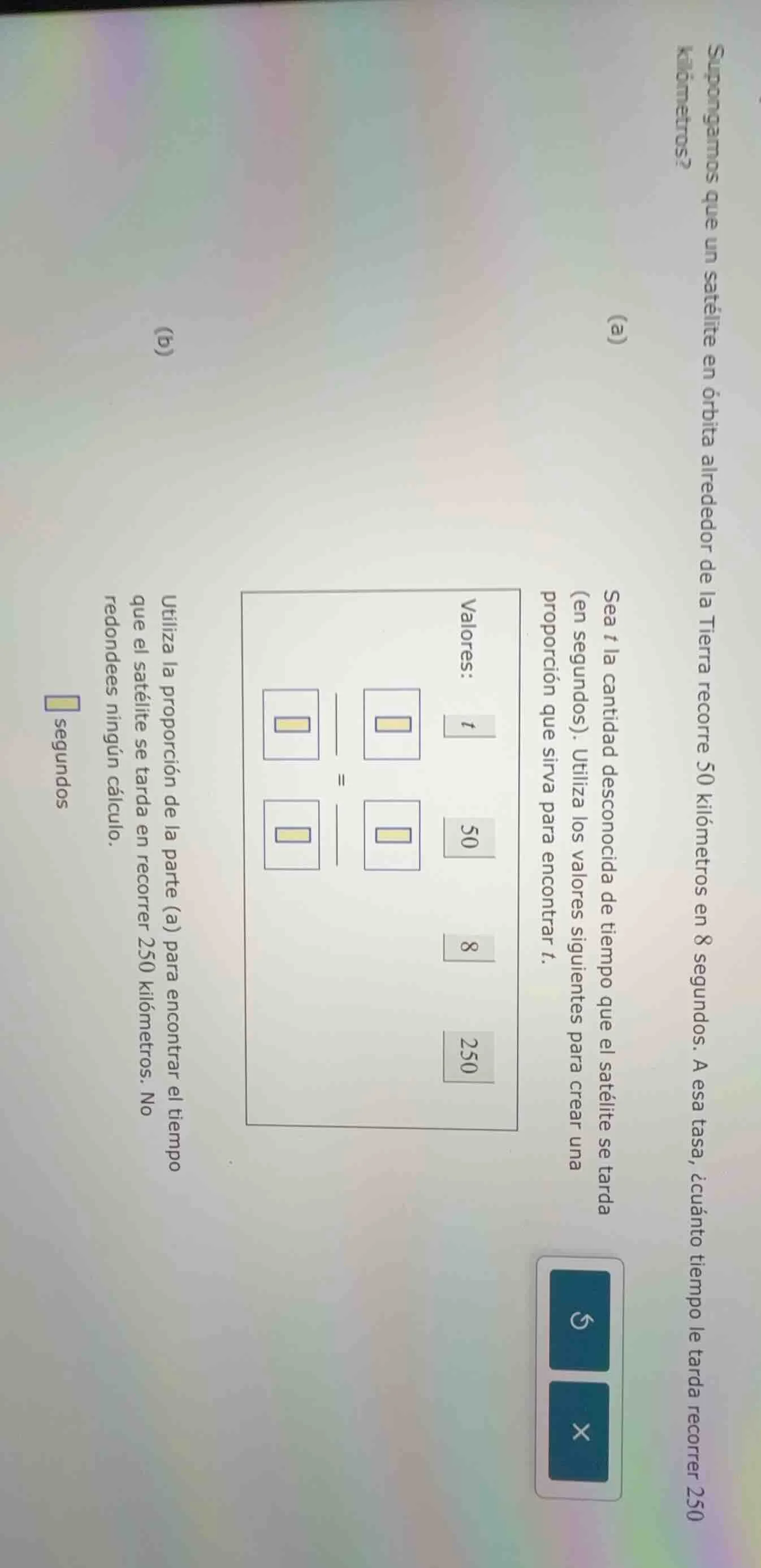 supongamos que un satélite en órbita alrededor de la tierra recorre 50 …