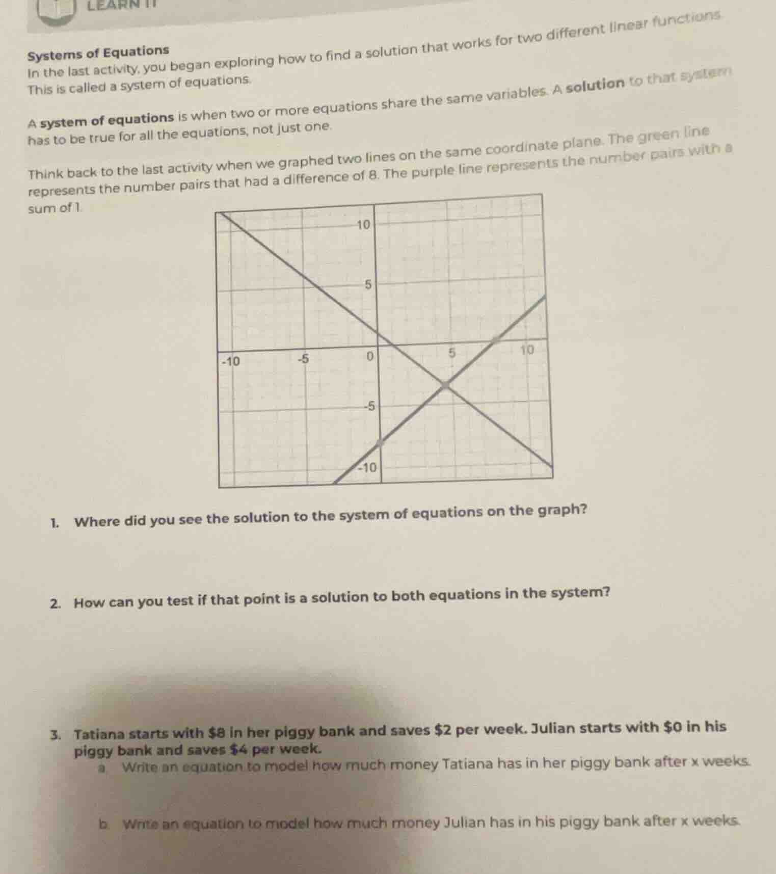 learn it systems of equations in the last activity, you began exploring…