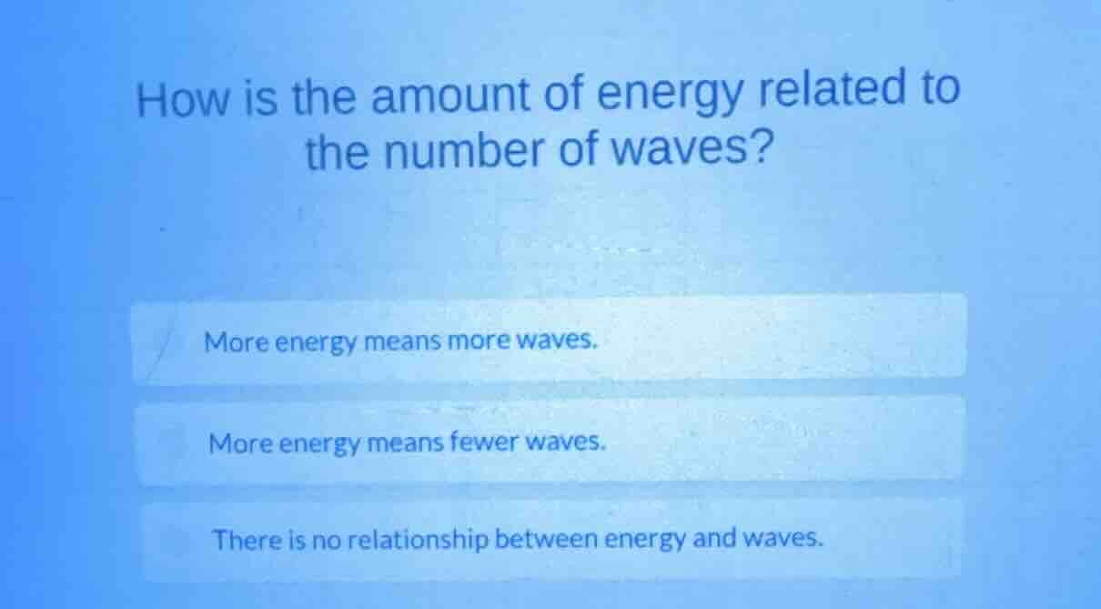 how is the amount of energy related to the number of waves? more energy…