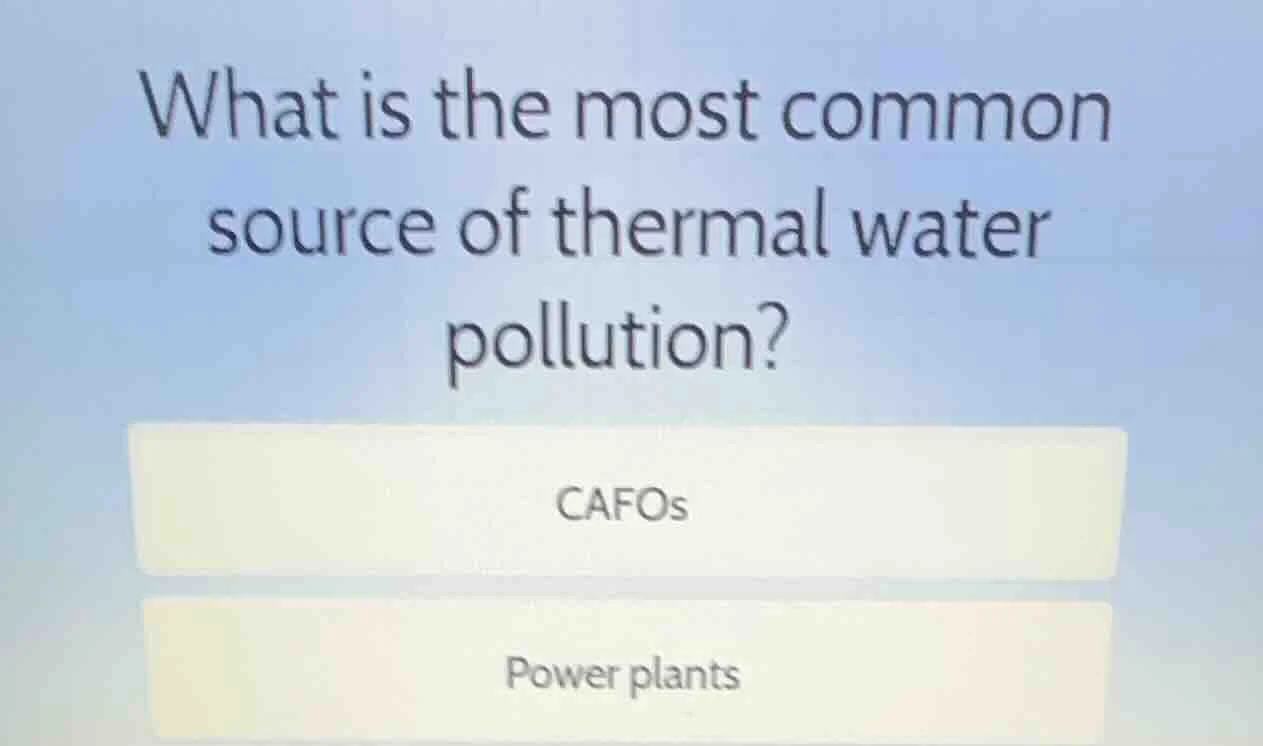 what is the most common source of thermal water pollution? cafos power …