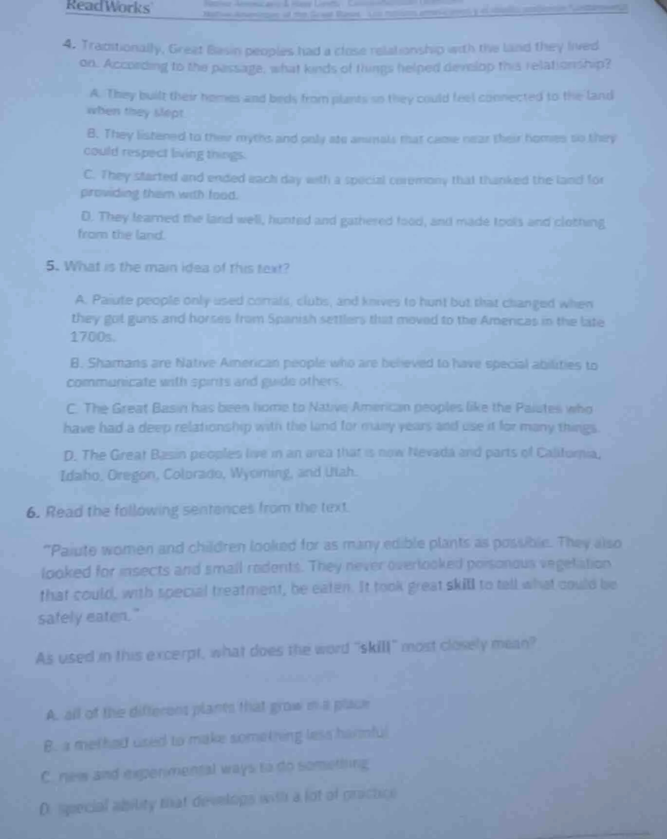 4. traditionally, great basin peoples had a close relationship with the…