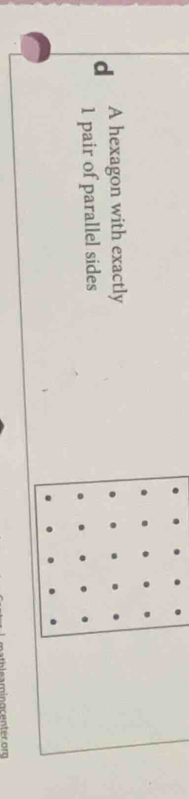 d a hexagon with exactly 1 pair of parallel sides