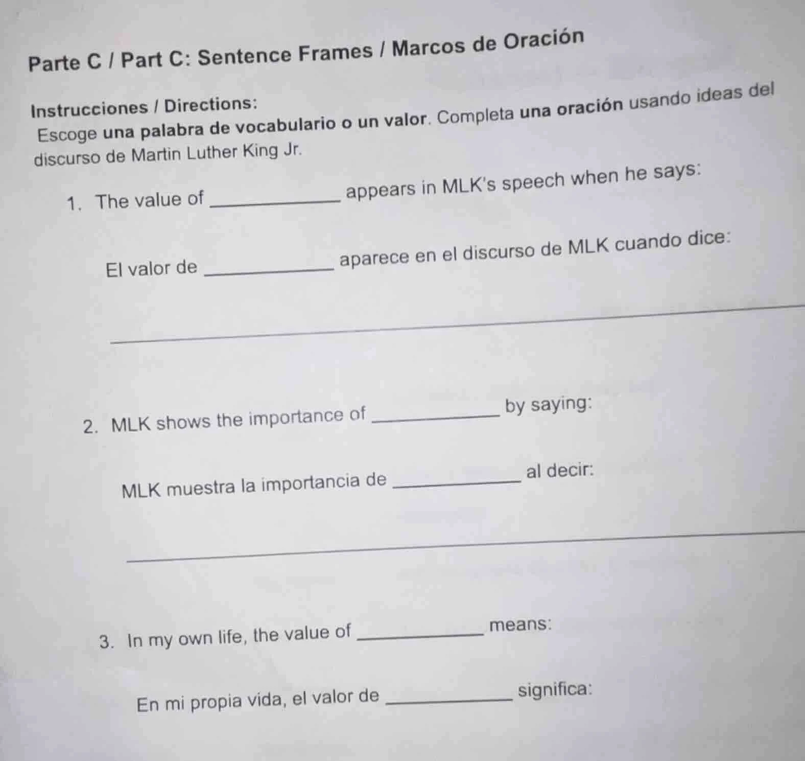 parte c / part c: sentence frames / marcos de oración instrucciones / d…