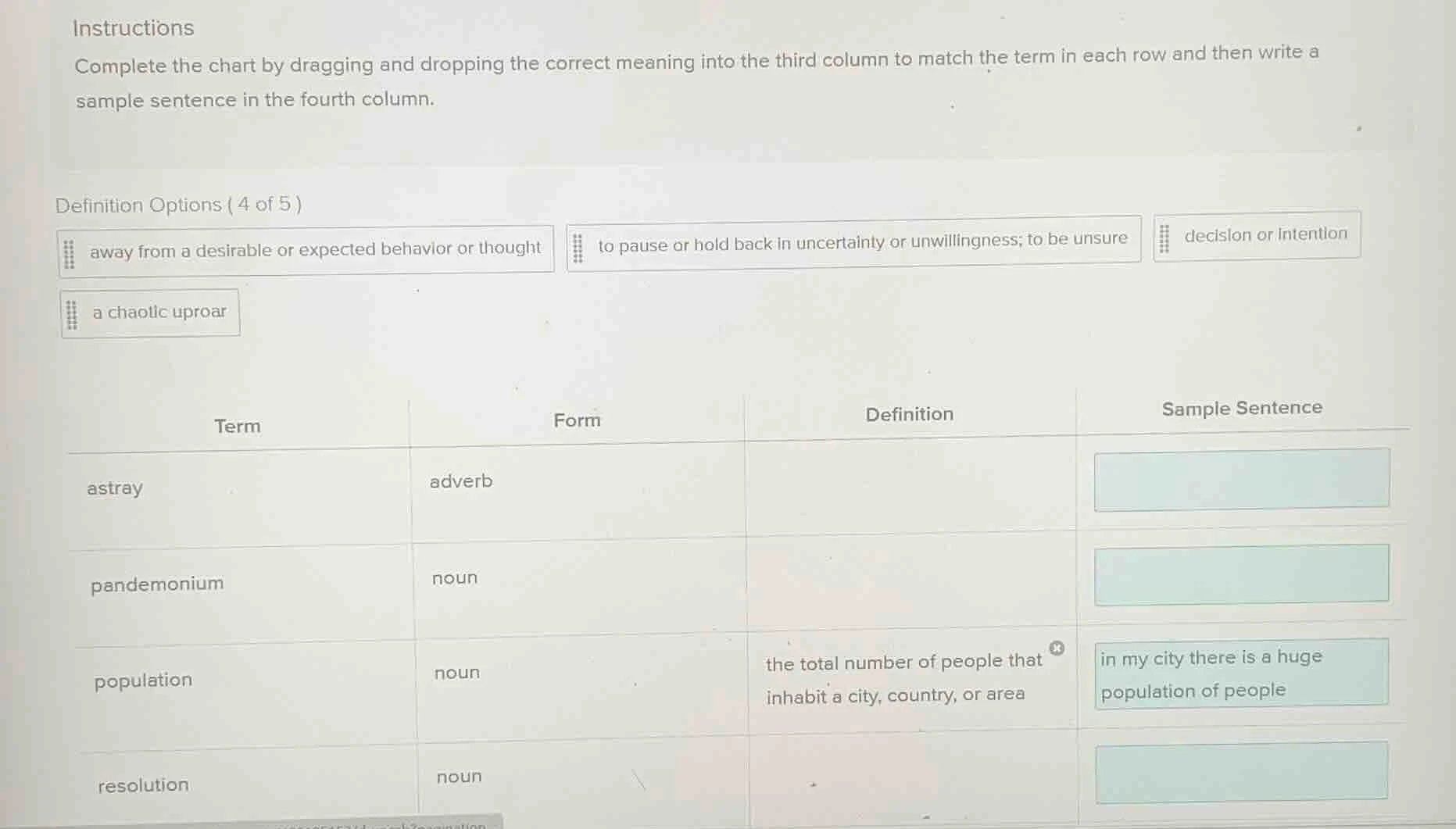 instructions complete the chart by dragging and dropping the correct me…
