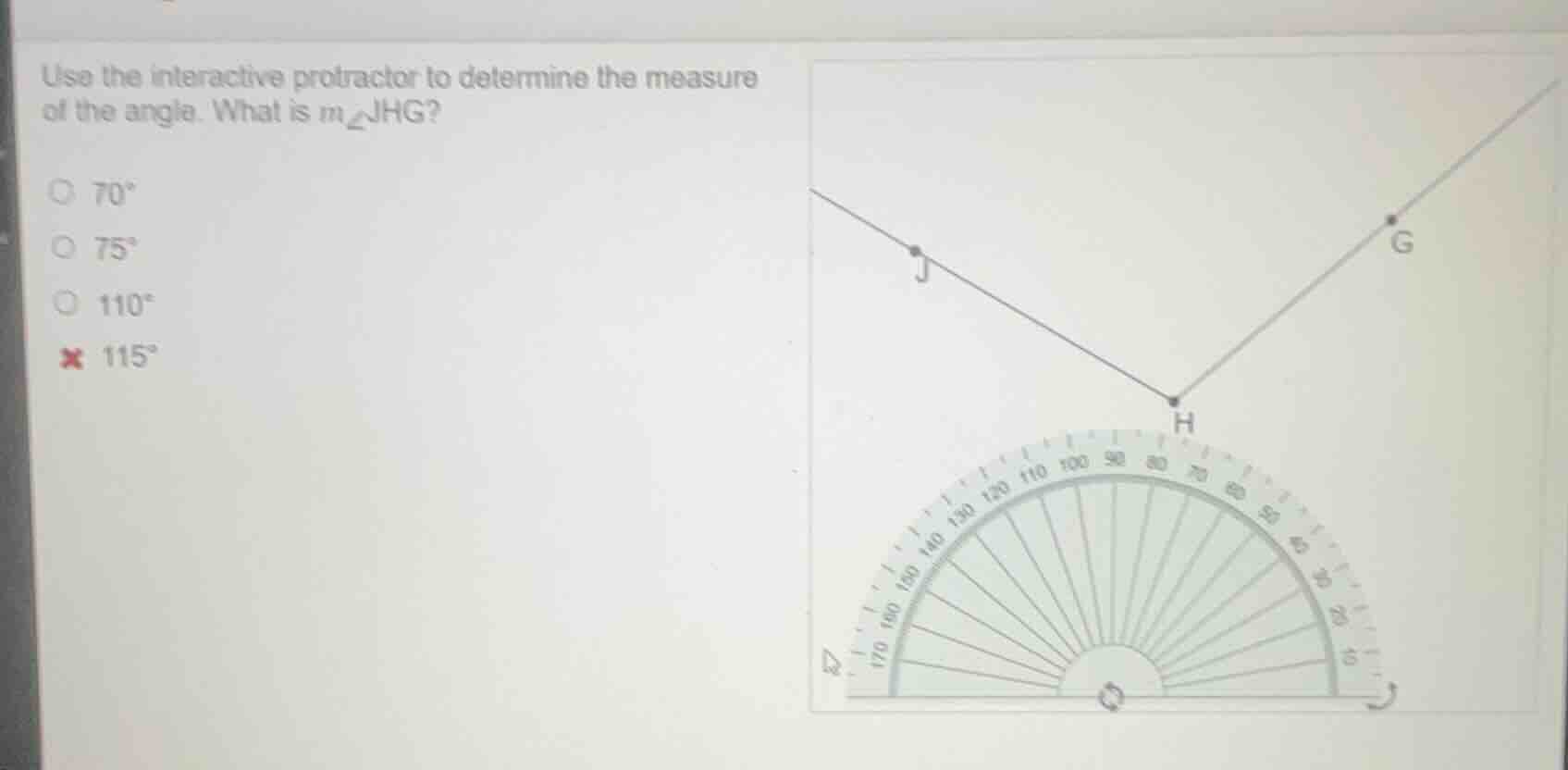 use the interactive protractor to determine the measure of the angle. w…