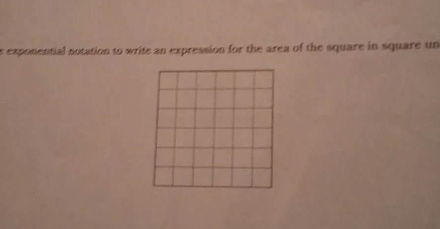 e exponential notation to write an expression for the area of the squar…