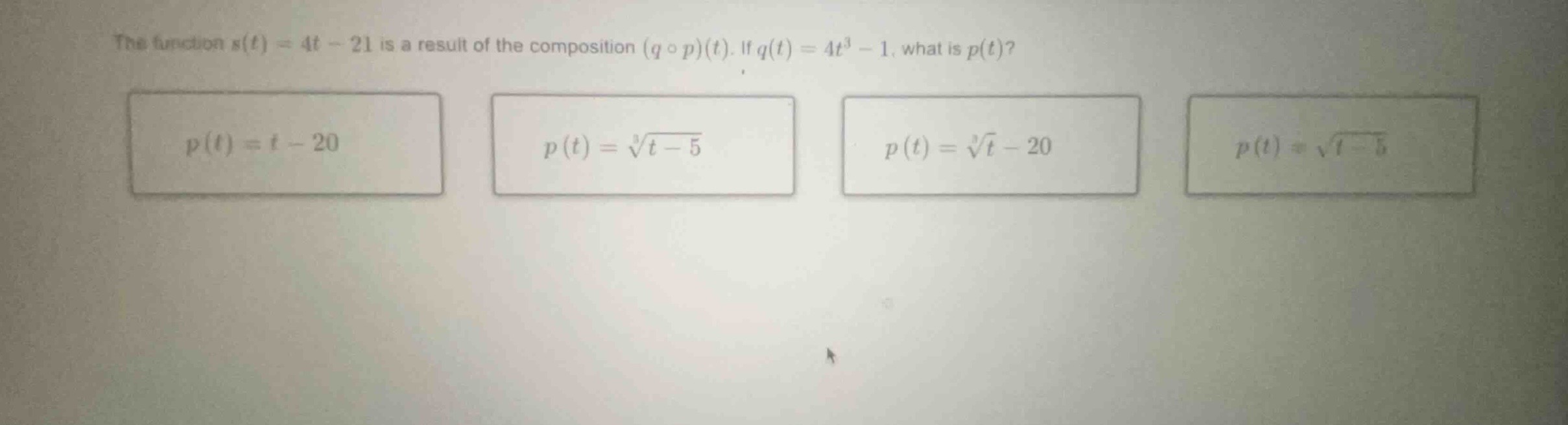 the function ( s(t) = 4t - 21 ) is a result of the composition ( (q cir…