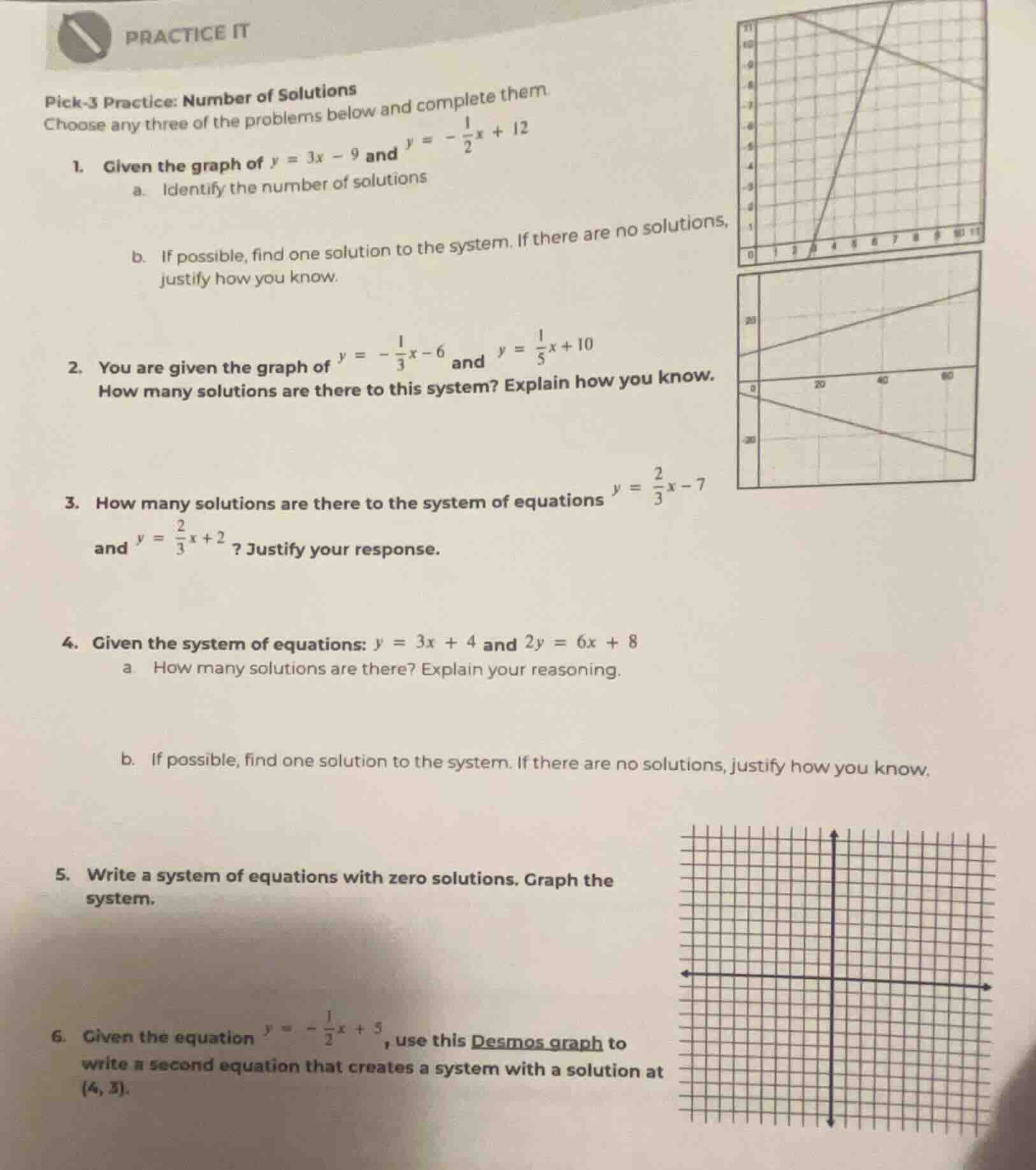 practice it pick-3 practice: number of solutions choose any three of th…
