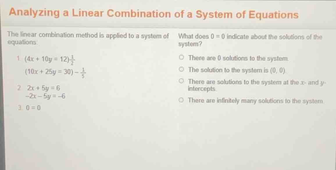 analyzing a linear combination of a system of equations the linear comb…