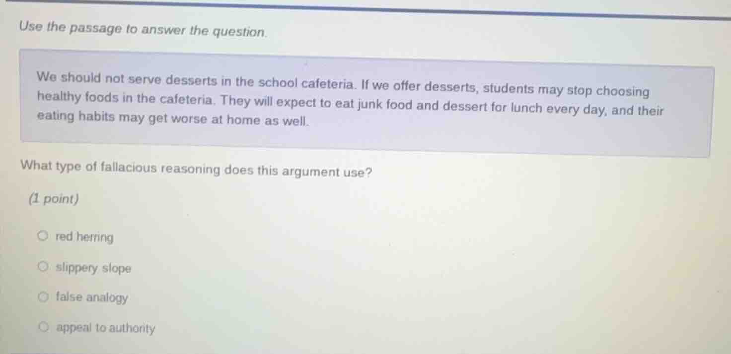 use the passage to answer the question. we should not serve desserts in…