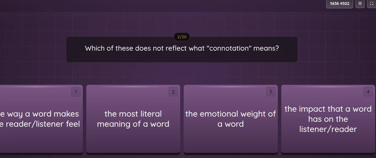 which of these does not reflect what \connotation\ means? 1. the way a …