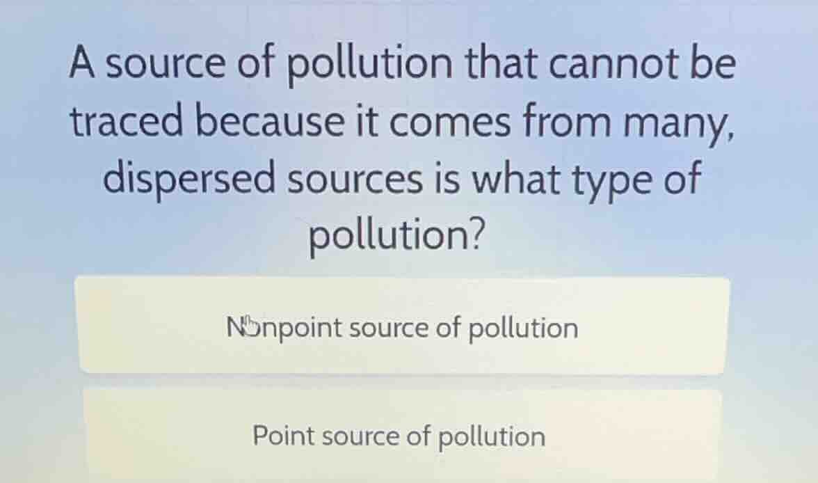 a source of pollution that cannot be traced because it comes from many,…