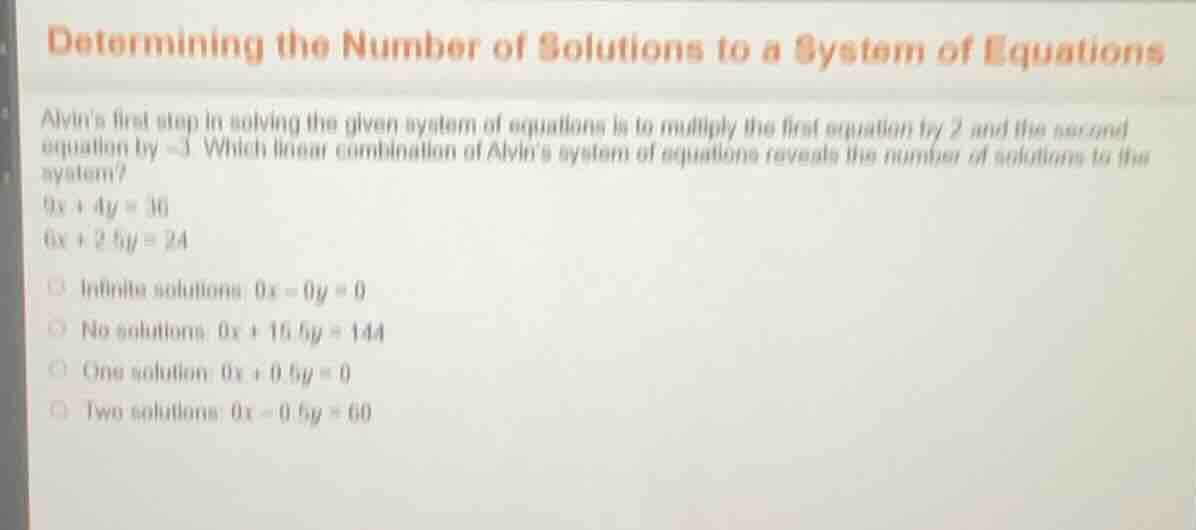 determining the number of solutions to a system of equations alvins fir…