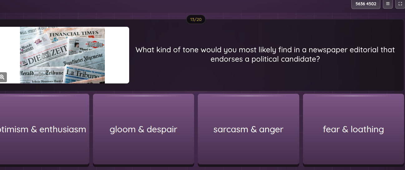 what kind of tone would you most likely find in a newspaper editorial t…