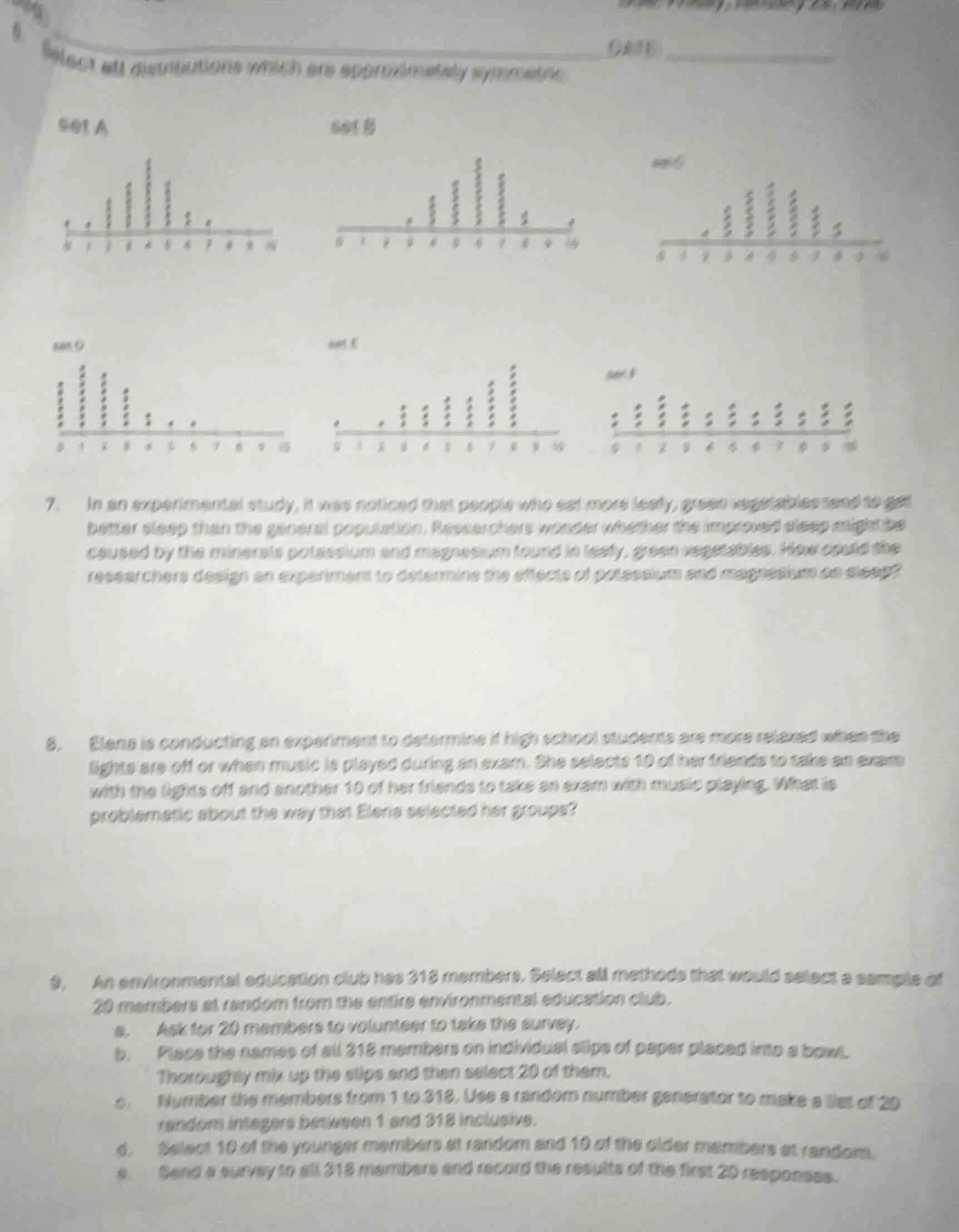select all distributions which are approximately symmetric. set a set b…