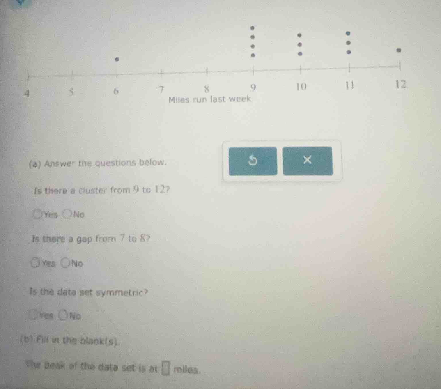 (a) answer the questions below. is there a cluster from 9 to 12? ∘yes ∘…