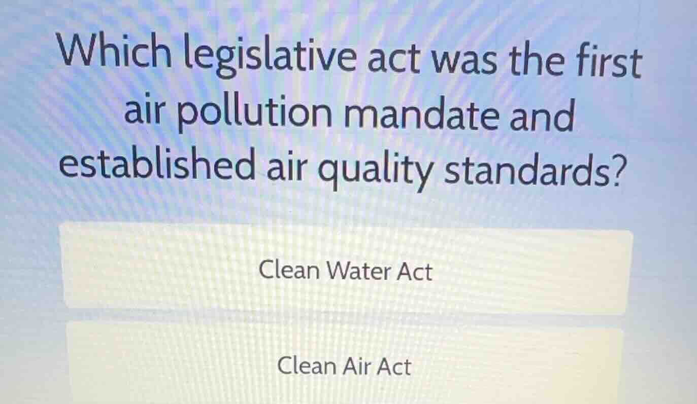 which legislative act was the first air pollution mandate and establish…