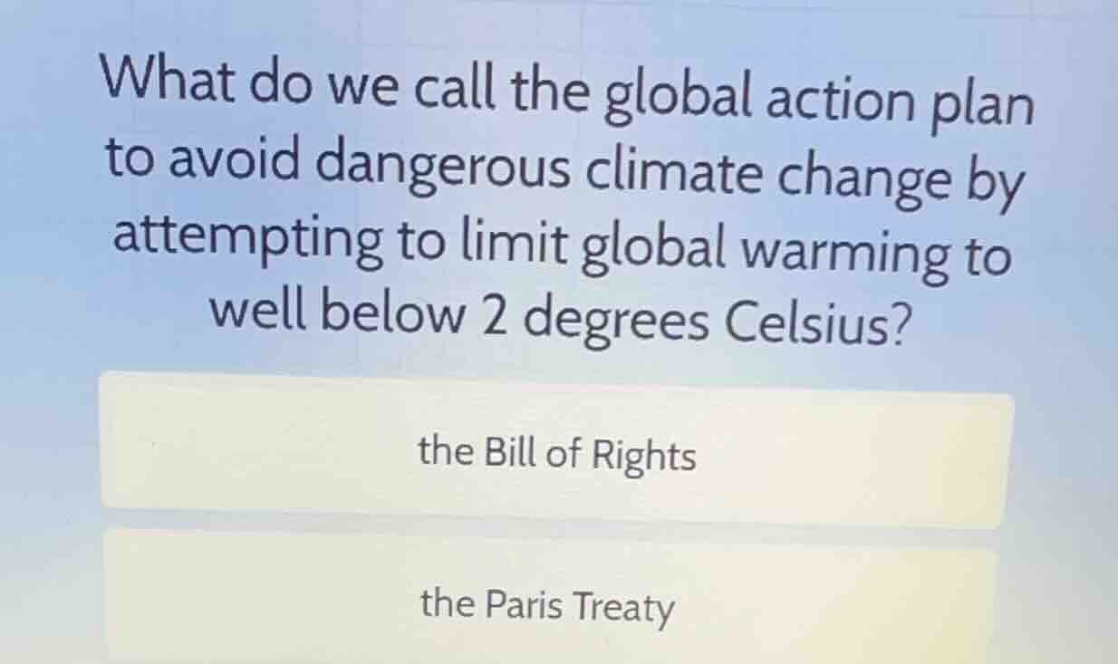 what do we call the global action plan to avoid dangerous climate chang…
