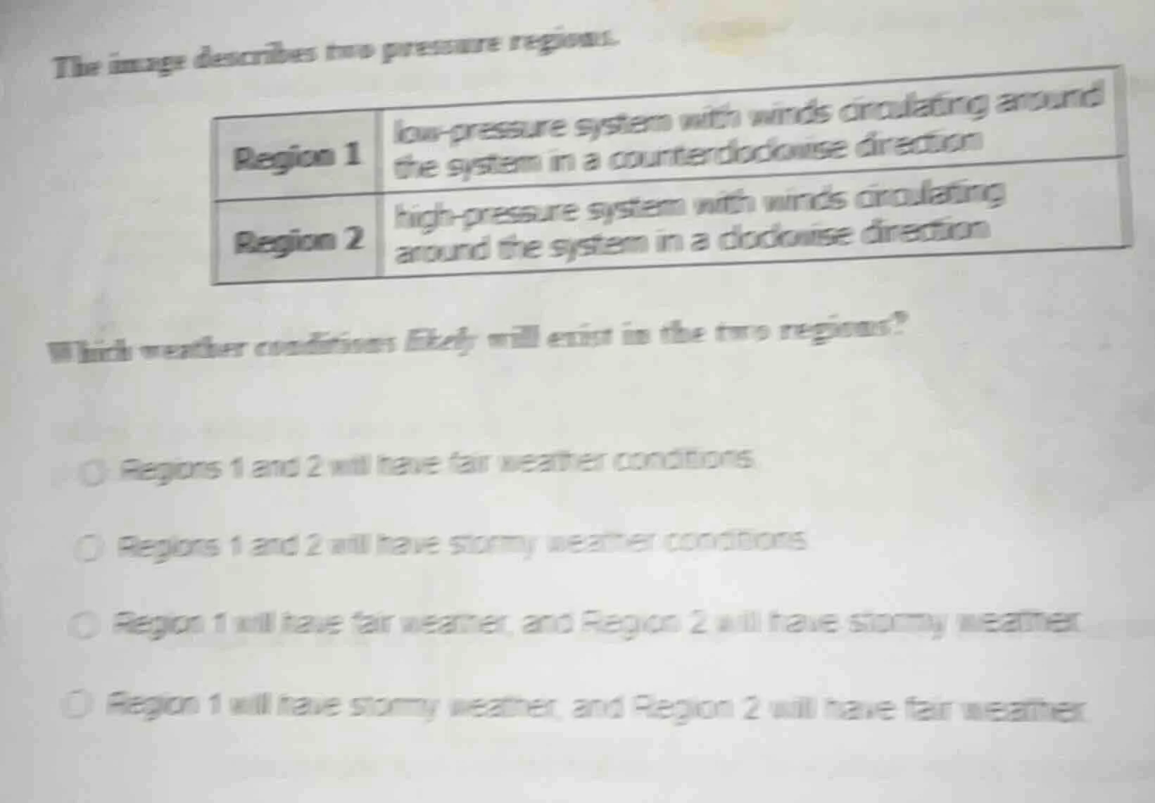 the image describes two pressure regions. region 1: low - pressure syst…