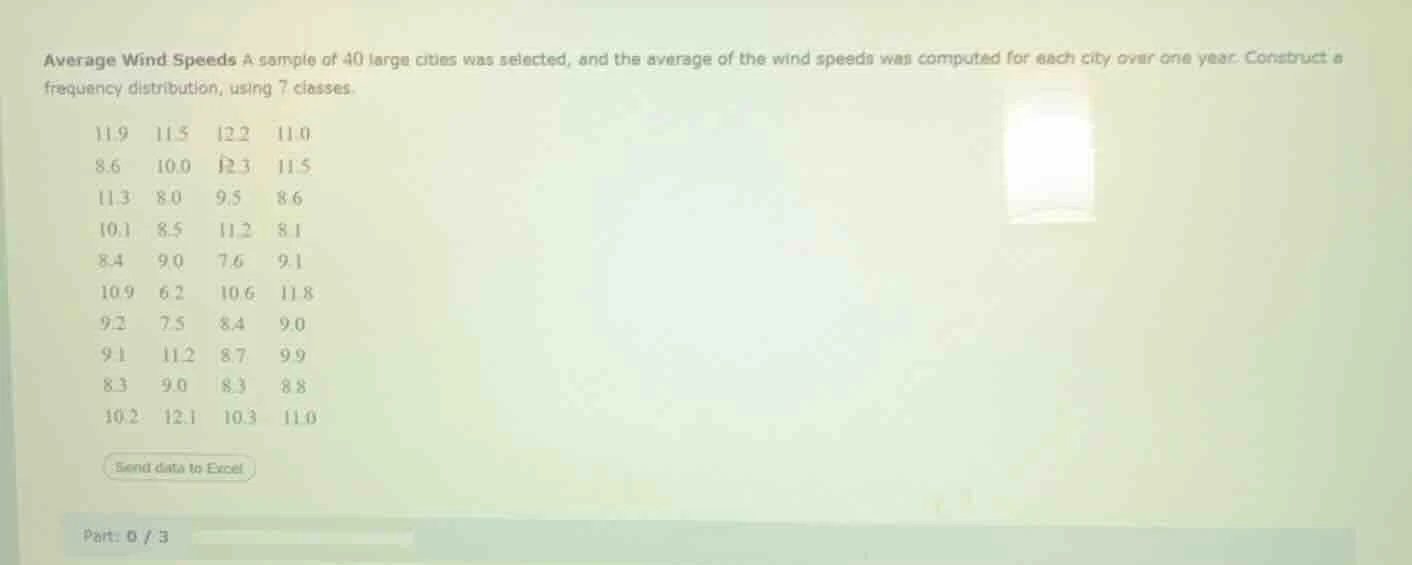 average wind speeds a sample of 40 large cities was selected, and the a…