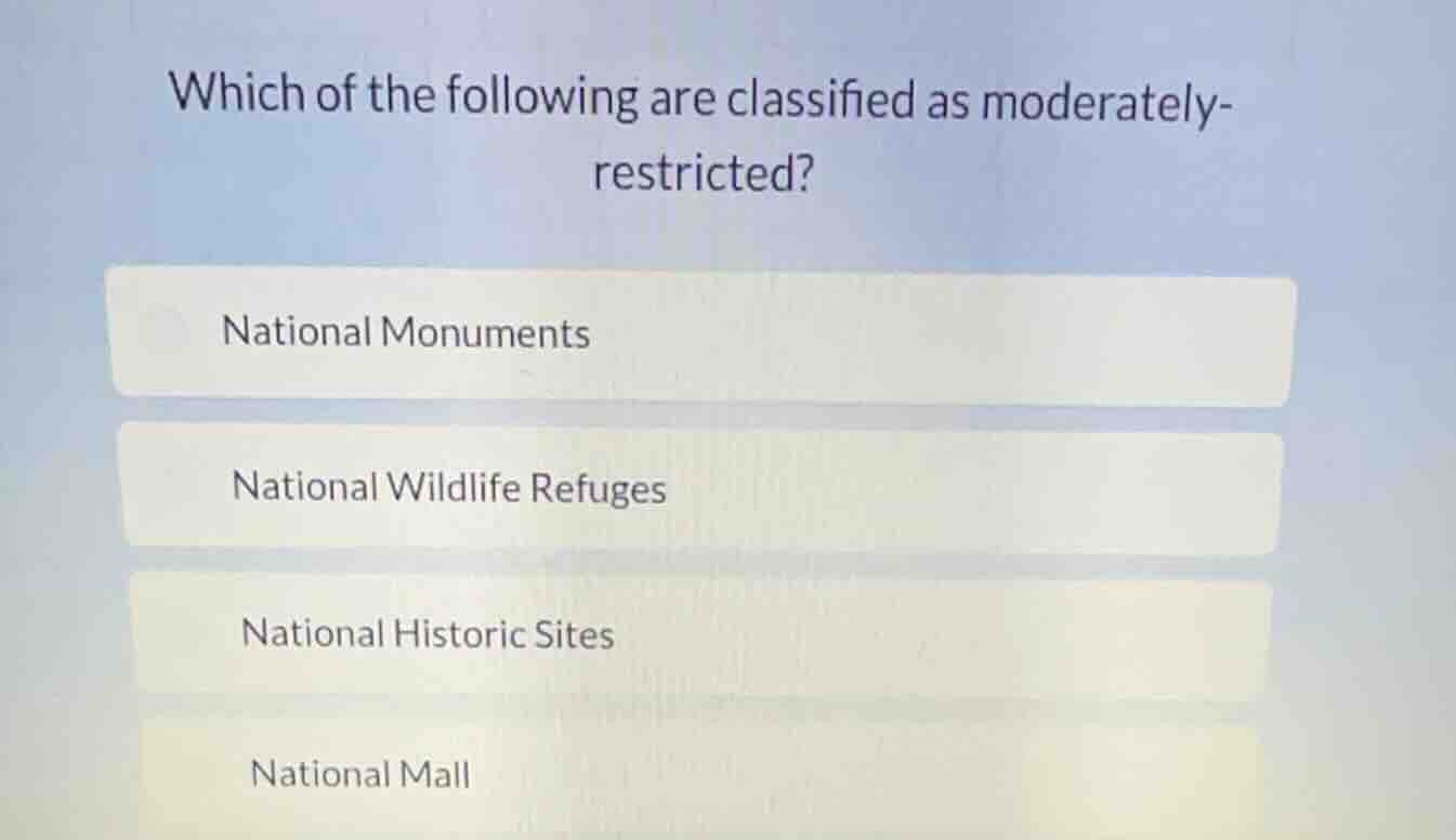 which of the following are classified as moderately-restricted? nationa…