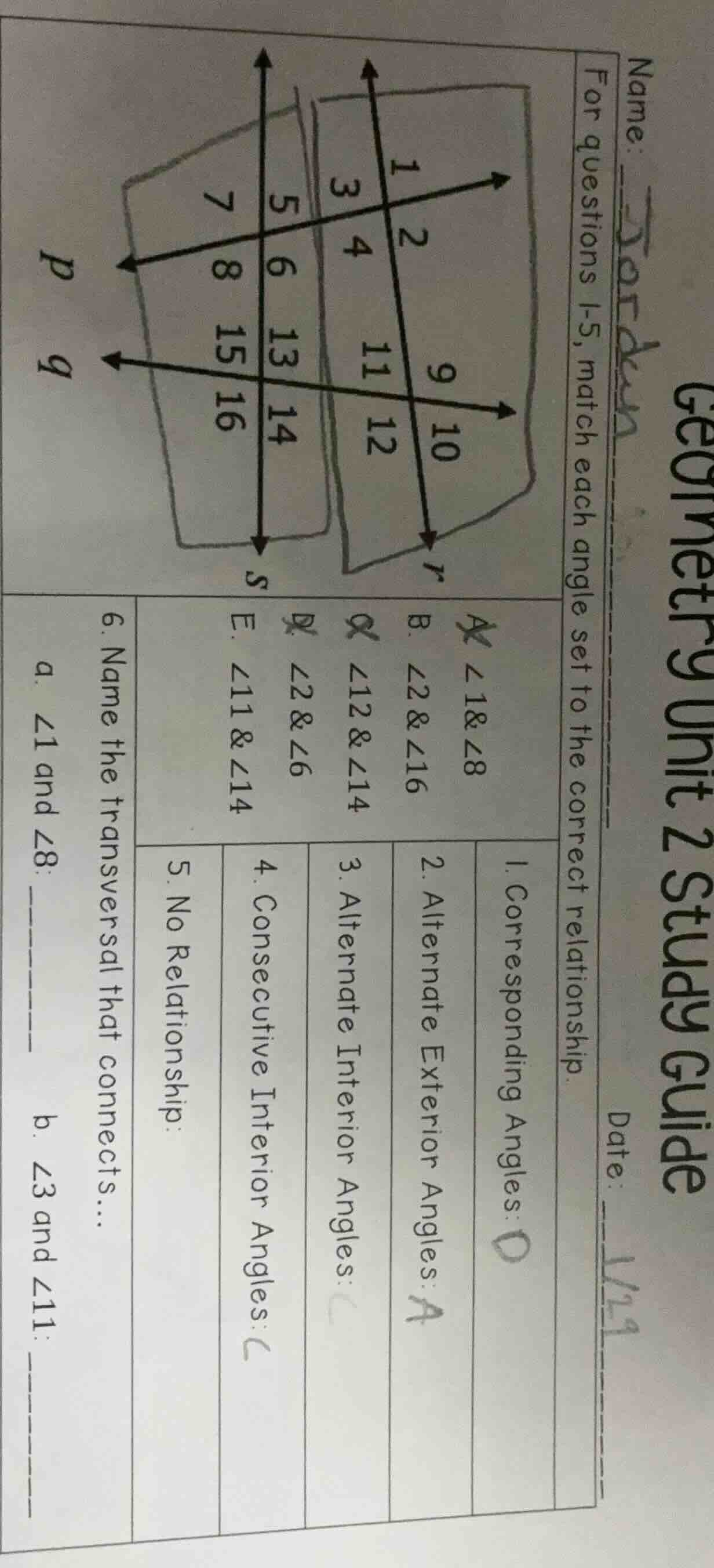 geometry unit 2 study guide name: date: for questions 1 - 5, match each…